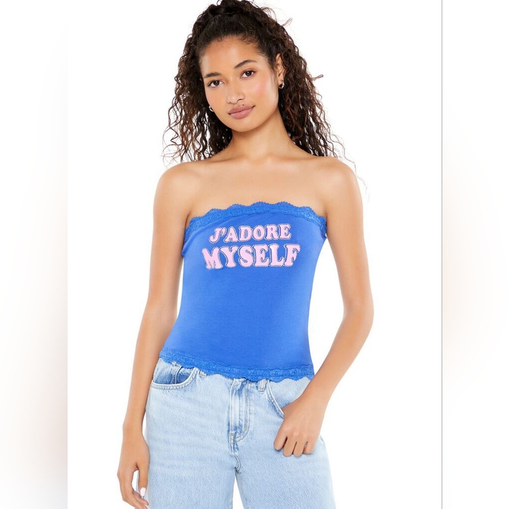 Ribbed Knit Jadore Myself Tube Top